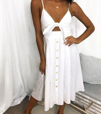 Sleeveless Backless Strap Long Close-fitting Sheath Female Party Dress