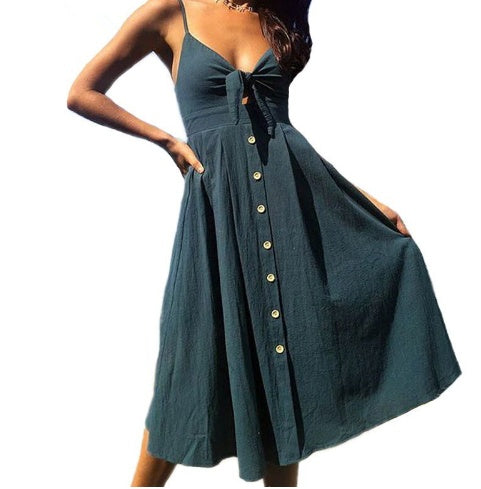 Sleeveless Backless Strap Long Close-fitting Sheath Female Party Dress