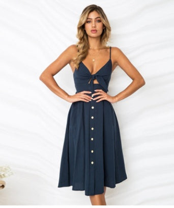 Sleeveless Backless Strap Long Close-fitting Sheath Female Party Dress