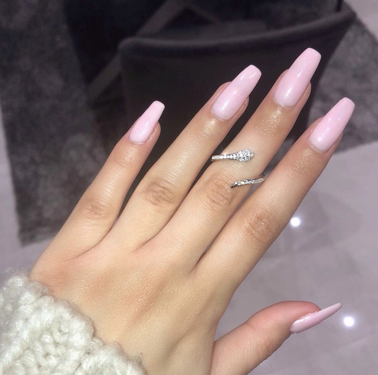 New European And American Snake Shape Zircon Creative Ladies Ring