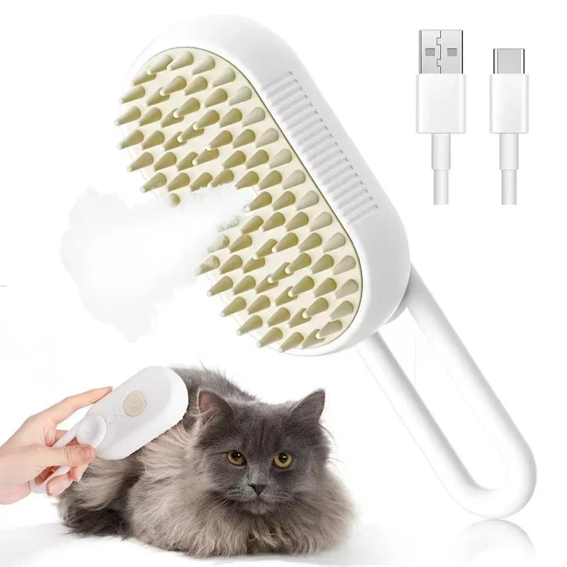 Steam Pet Brush 3-in-1 Massage Dog Steamy Brush
