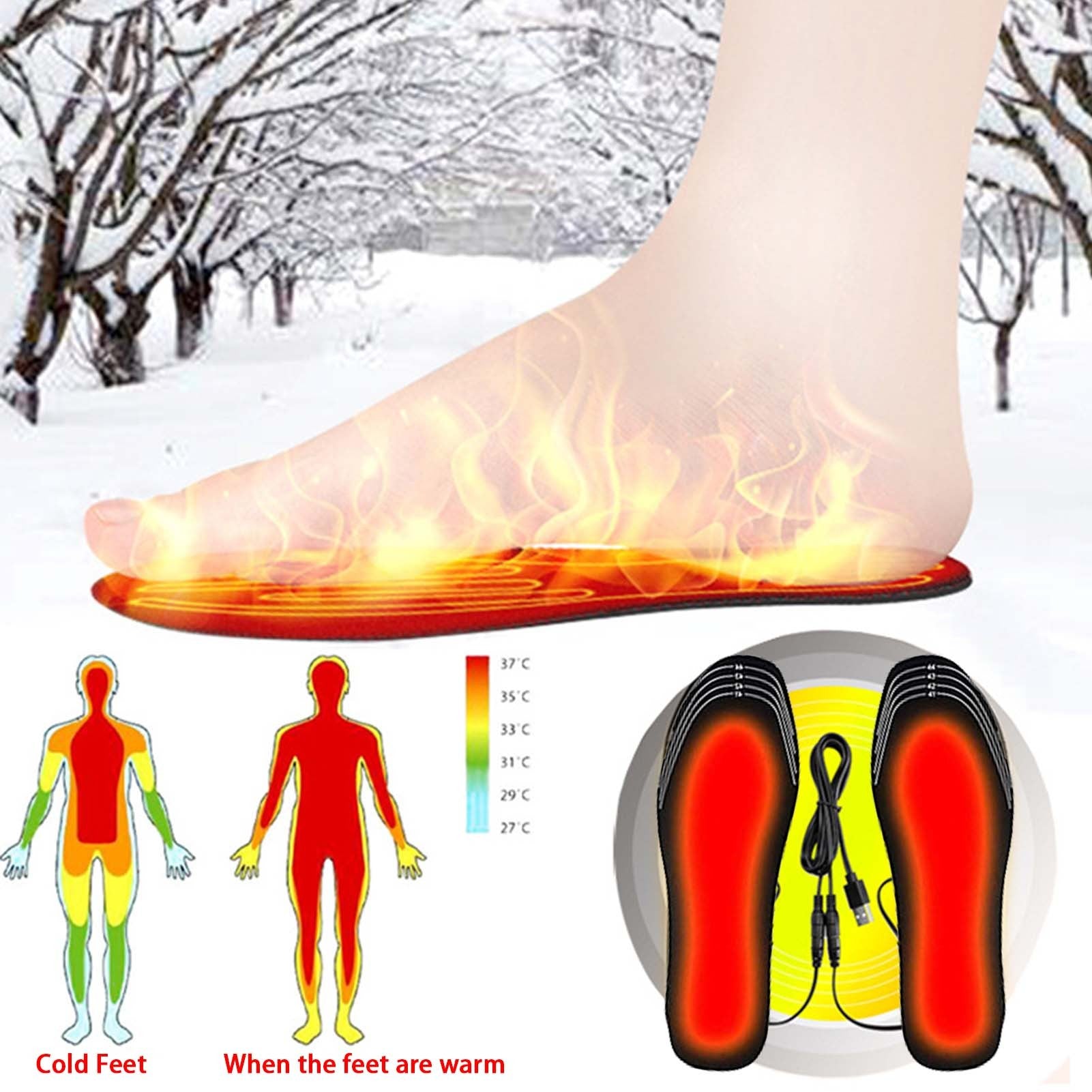 USB Heated Shoes Winter Warm Heating Insoles