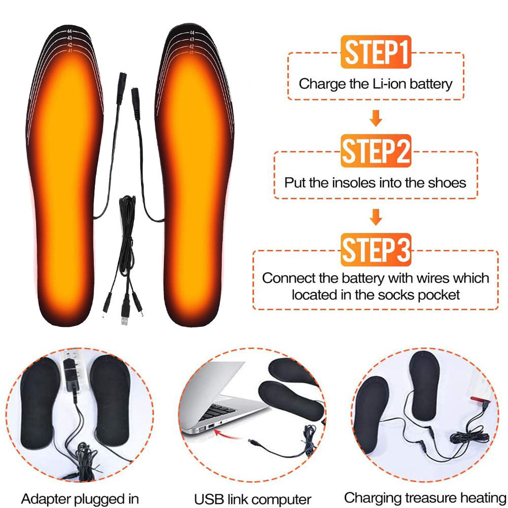 USB Heated Shoes Winter Warm Heating Insoles