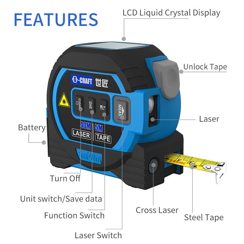 Measuring Sight 3-In-1 Infrared Laser Tape Measuring